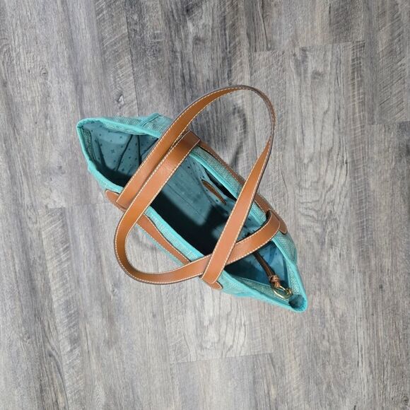🐢 Fossil Keyper Blue Tote Bag with Tan Accents - Picture 10 of 11